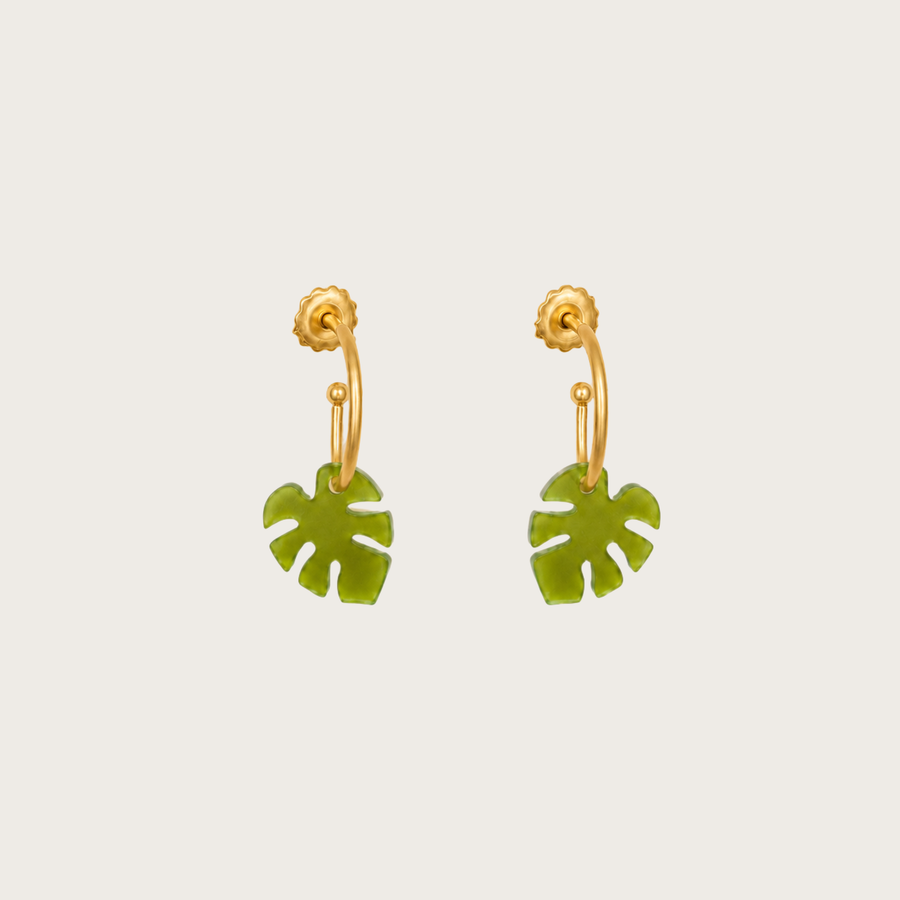 Pendientes Monstera Verde